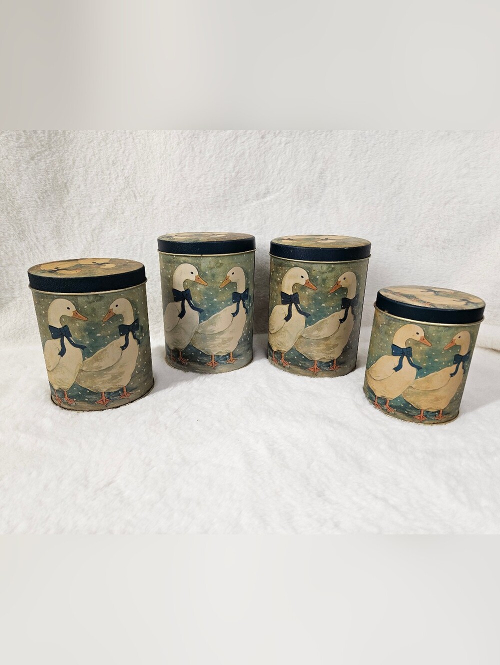 Set Of 4 Vintage Geese Canisters